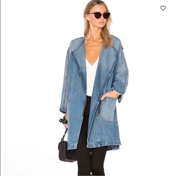 ▫️Current Elliott  Denim Davida Zip Front Longline Trench Coat Jacket 2 - Picture 1 of 14
